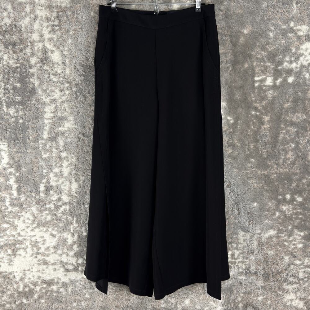 Yigal Azrouel Size 10‎ Lined Wide Leg Minimalist Ankle Pants Black Zip Lined